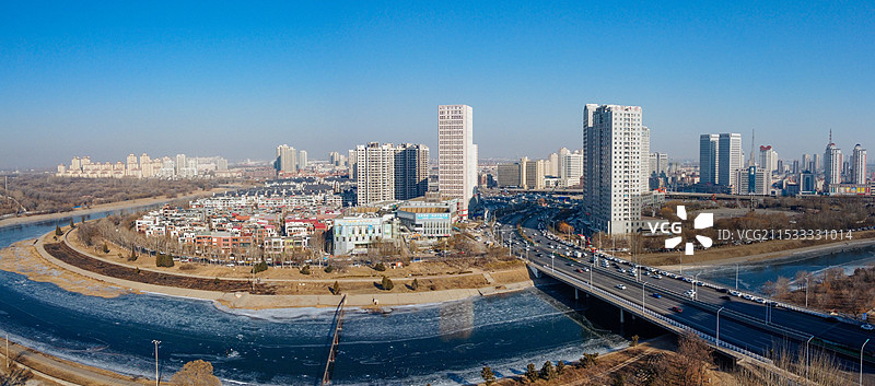 天津 北辰区 北辰公园 地标 航拍 北辰医院 北仓镇图片素材
