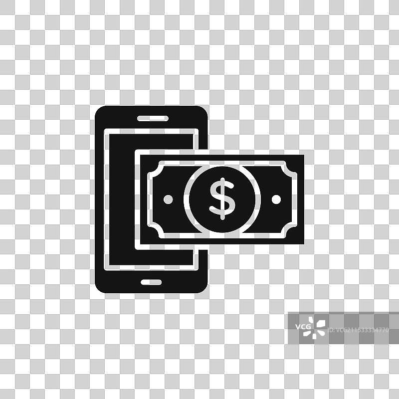 发送资金的智能手机图标，孤立在白色背景上图片素材