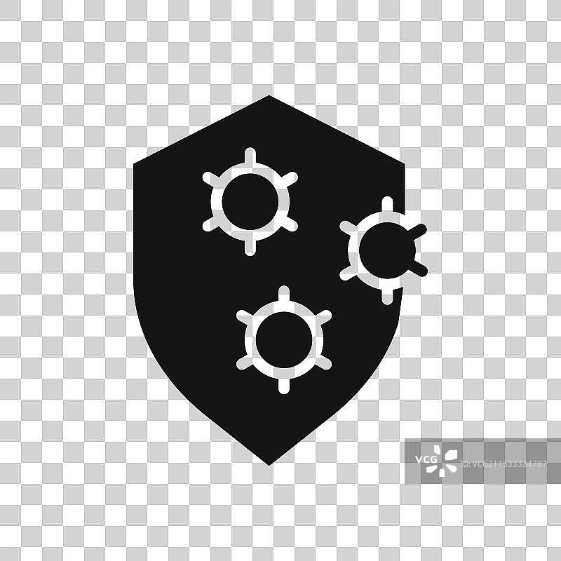 白色背景上隔离的病毒盾牌图标图片素材