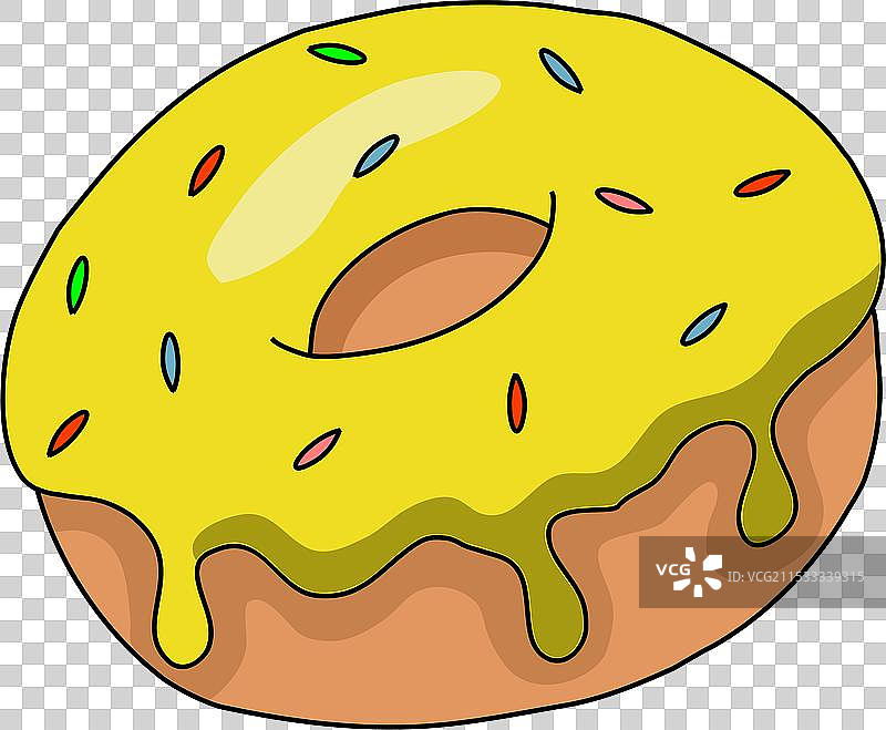 黄色糖霜甜甜圈，上面撒有糖果碎片图片素材