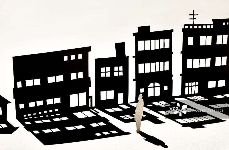 影子木偶人物和小镇图片素材