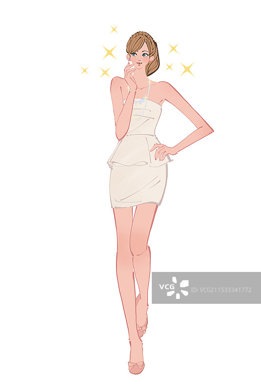 在派对上穿着裙子的闪耀女性图片素材