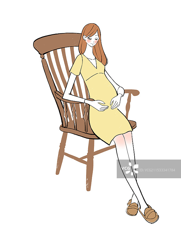孕妇穿着孕妇装坐在椅子上，准备迎接分娩图片素材