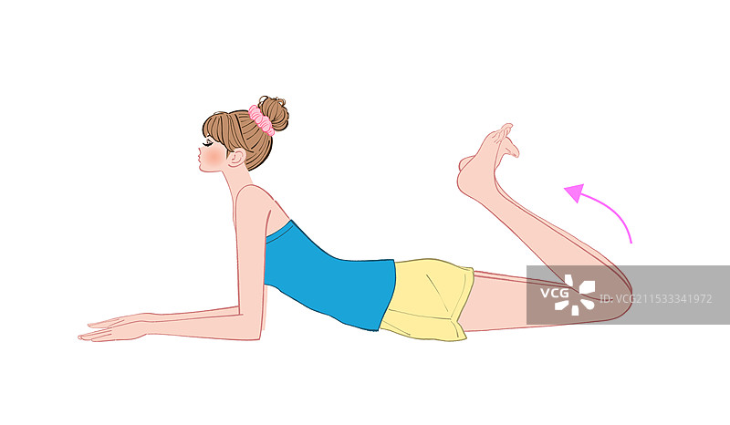 女人躺在地板上做下半身锻炼图片素材
