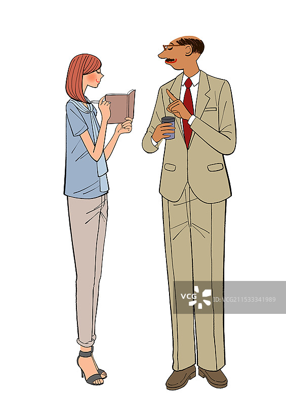 老板和女下属在工作中交谈图片素材