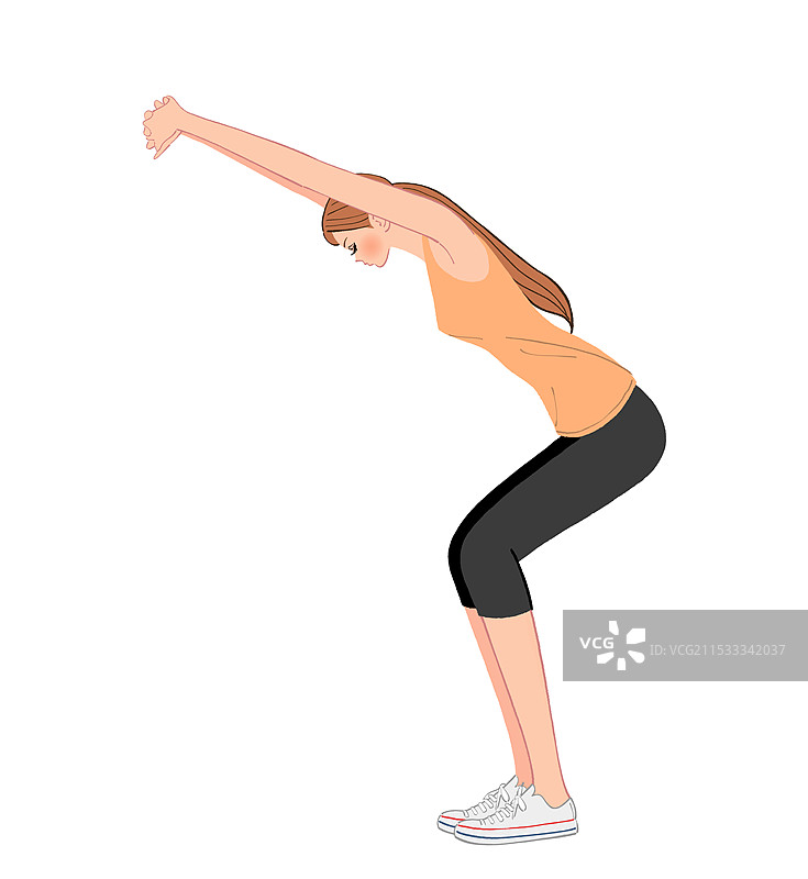 女性进行背部到大腿的深蹲图片素材