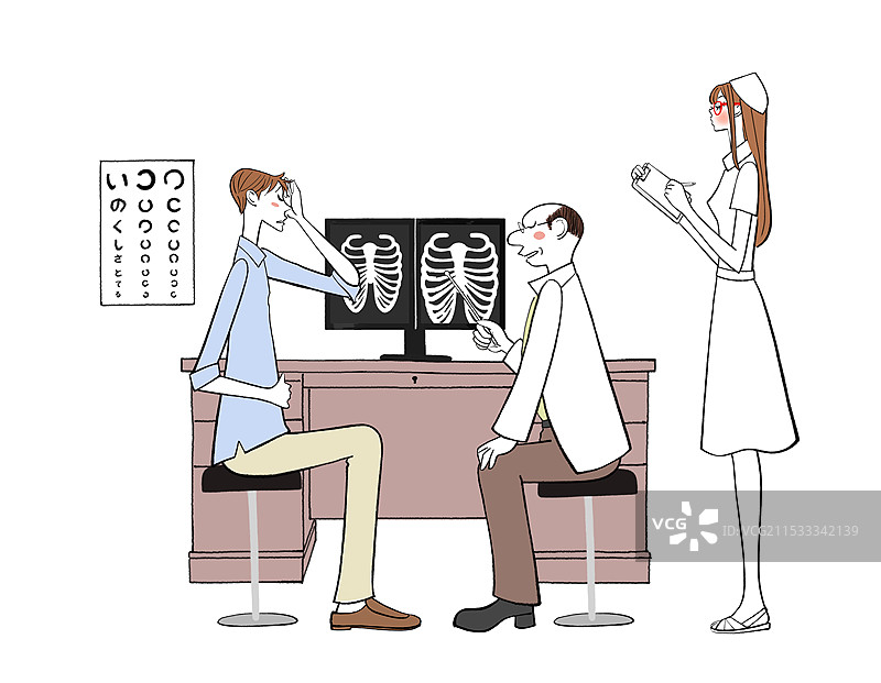医生和护士正在为病人进行检查图片素材