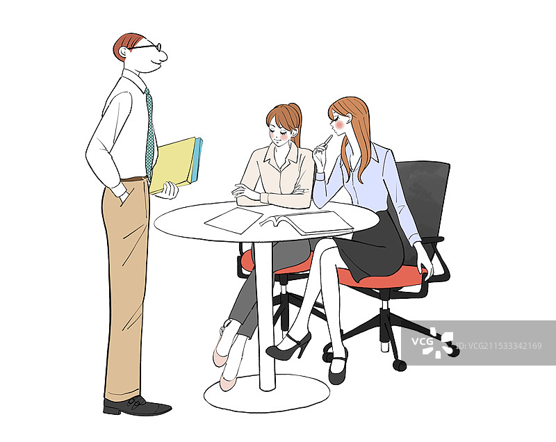 女性与男性老板在工作中开会图片素材
