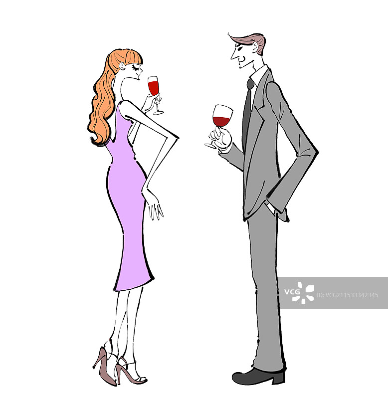 一对情侣在聚会上喝酒交谈图片素材