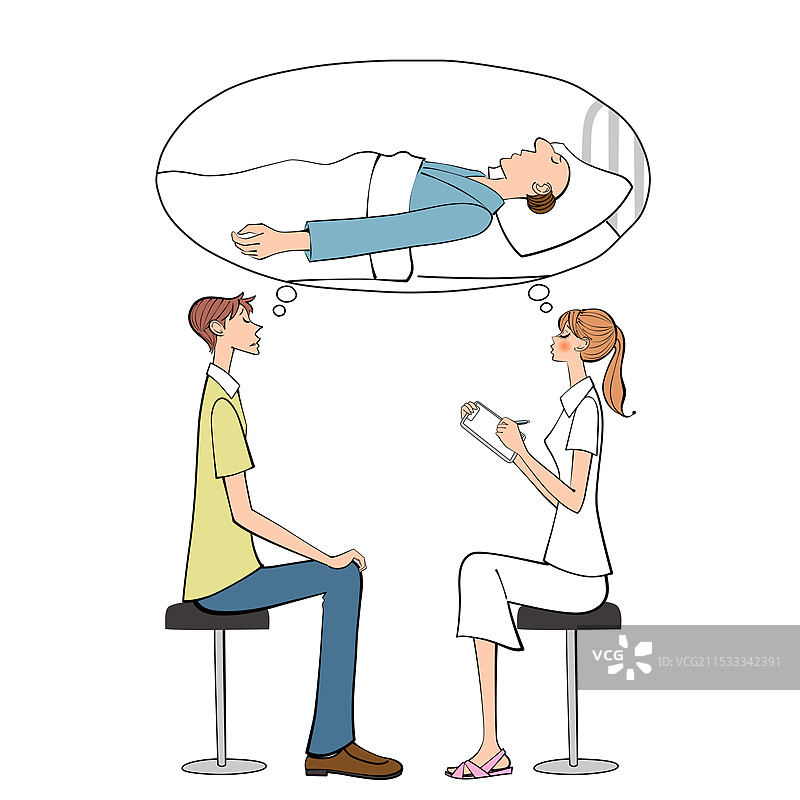 男子在医院被告知父亲的情况，女护士正在讨论此事。图片素材