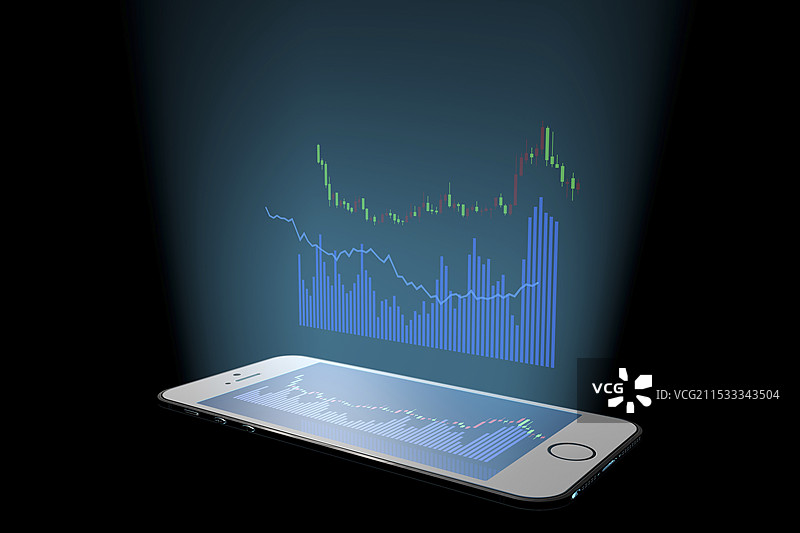 智能手机与股票价格图表图片素材