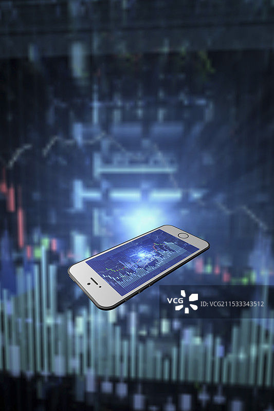 智能手机与股票价格图表图片素材