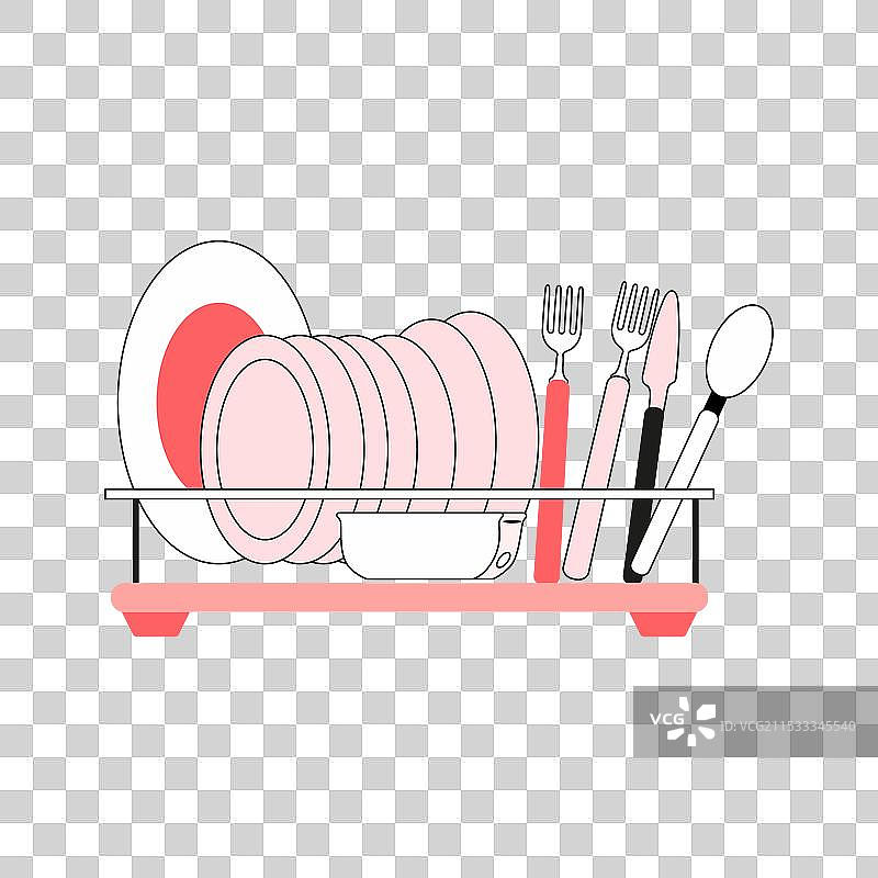 带有干净餐具的碗架图片素材