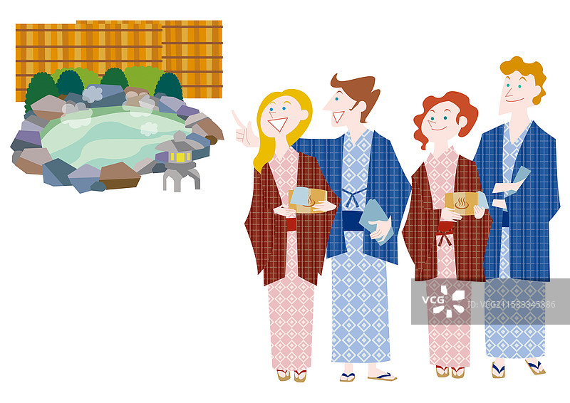 日本的外国游客温泉之旅图片素材