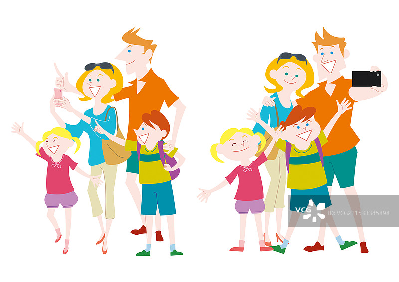 一群外国家庭享受观光活动图片素材