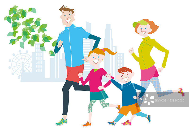 家庭在奔跑图片素材