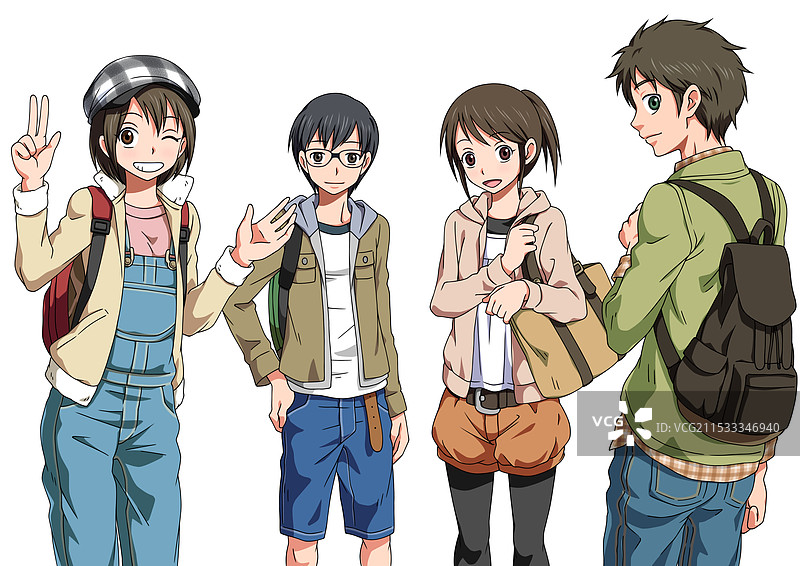 穿着便服的男生和女生学生图片素材
