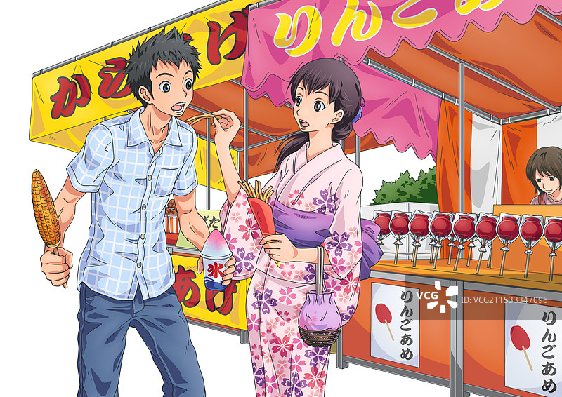 男女在夏季节日中享受乐趣（人群已移除）图片素材