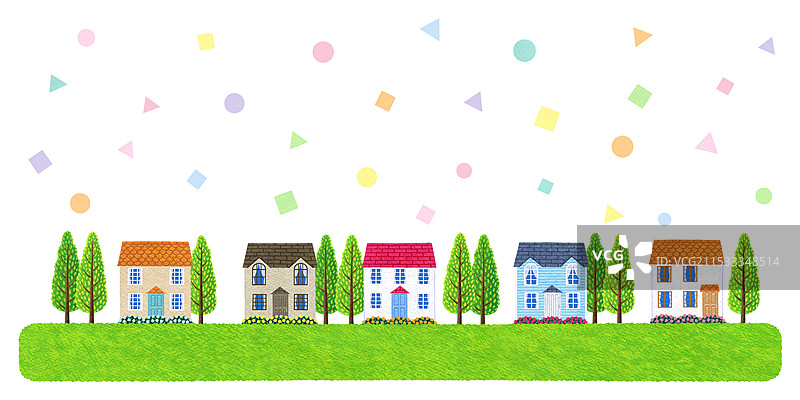 房屋与几何图案图片素材