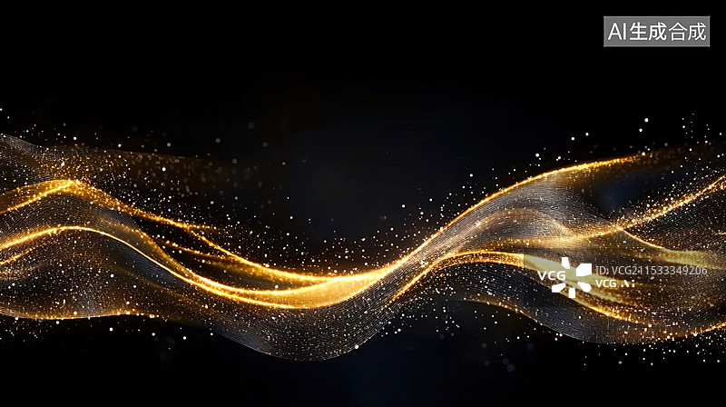 【AI数字艺术】黑金流线型背景图片素材