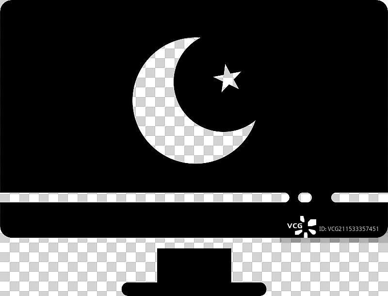 带有月亮符号的屏幕夜间模式监视器 - 图标图片素材