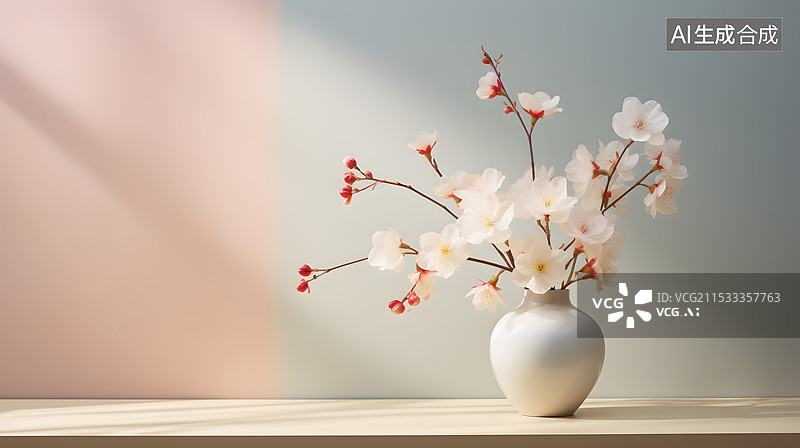 【AI数字艺术】新中式传统插花陶瓷图片素材