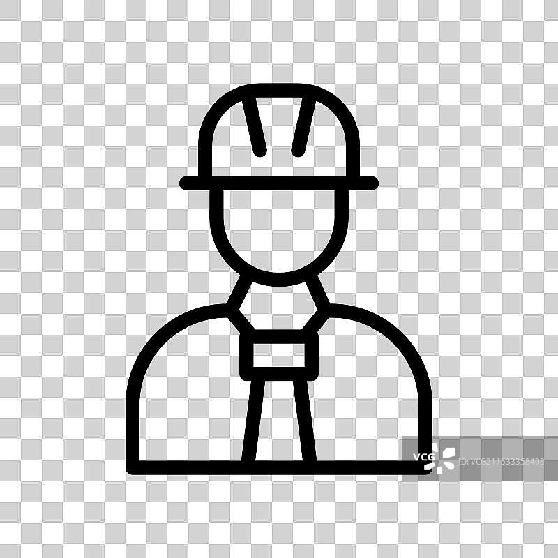 土木工程师线条图标，背景为白色图片素材