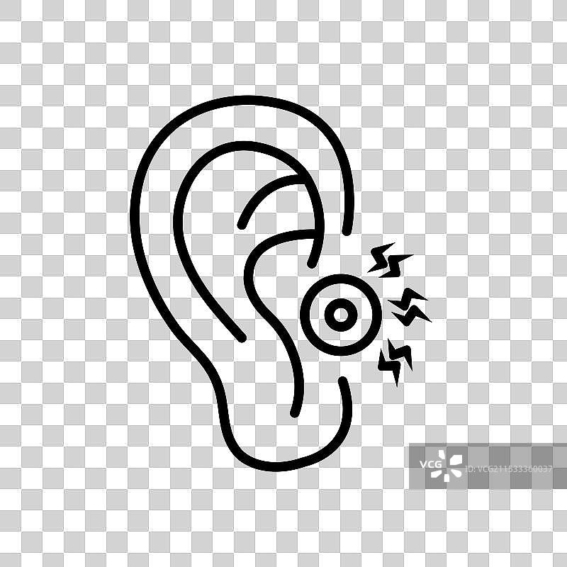 耳炎线条图标，背景为白色图片素材