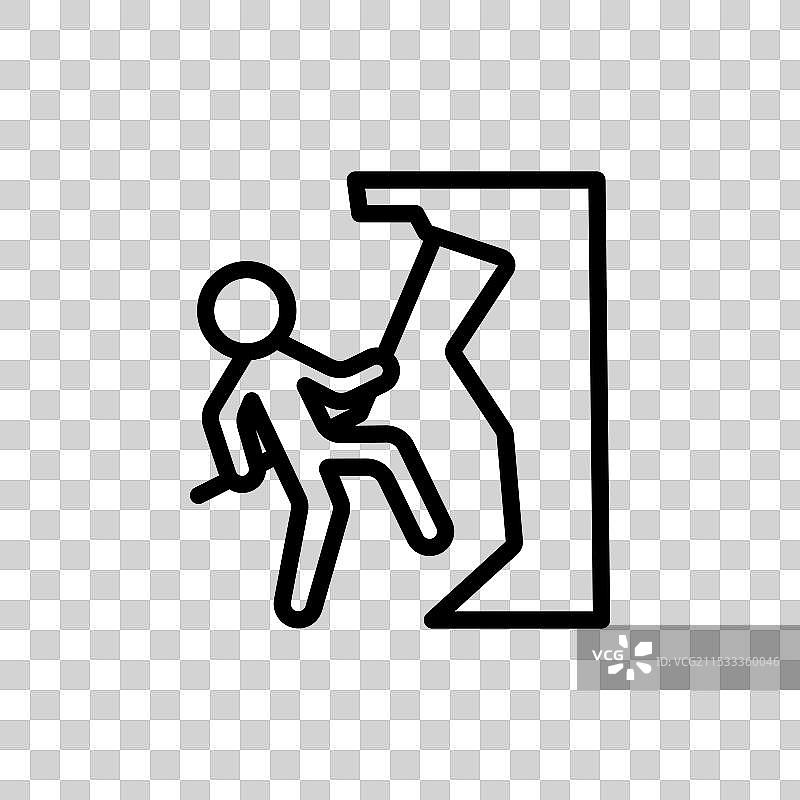攀爬的人物线条图标，背景为白色图片素材