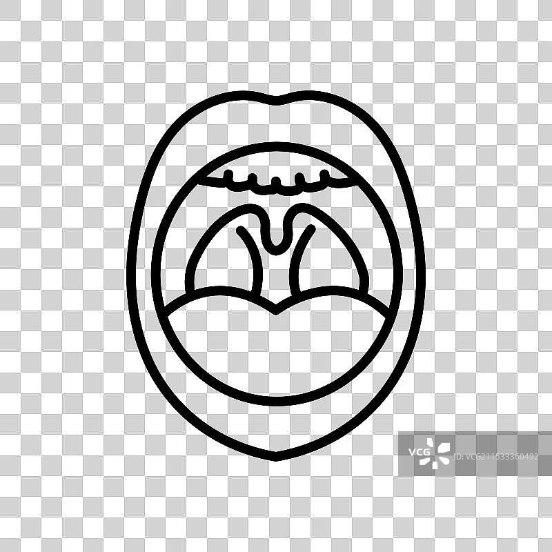 扁桃体炎线条图标，背景为白色图片素材