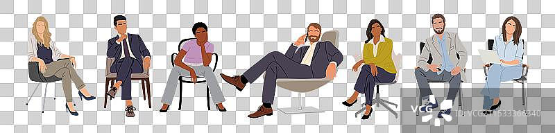 商务人士坐在一起参加会议图片素材