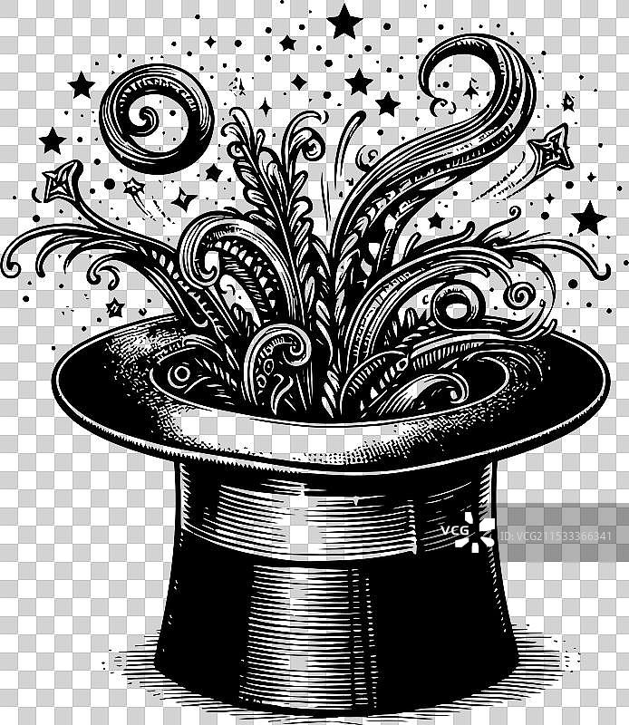 精美设计的巫师帽，上面有星星图案图片素材