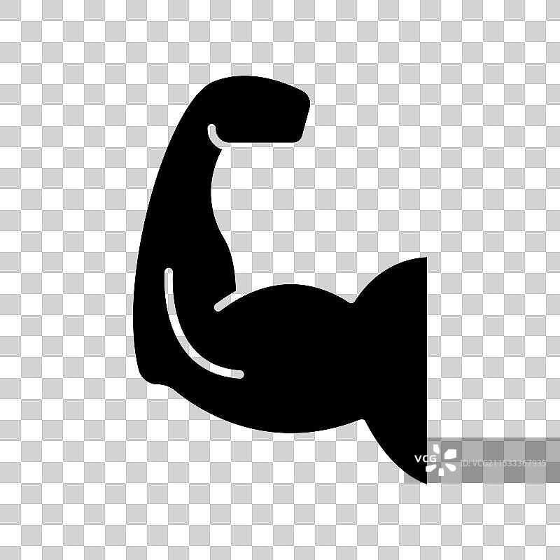 强壮的手臂线条图标，背景为白色图片素材