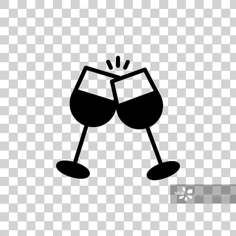 酒杯祝酒线条图标，背景为白色图片素材