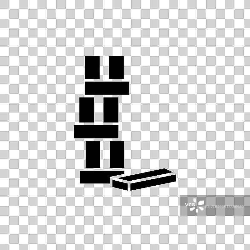 木块线条图标，背景为白色图片素材