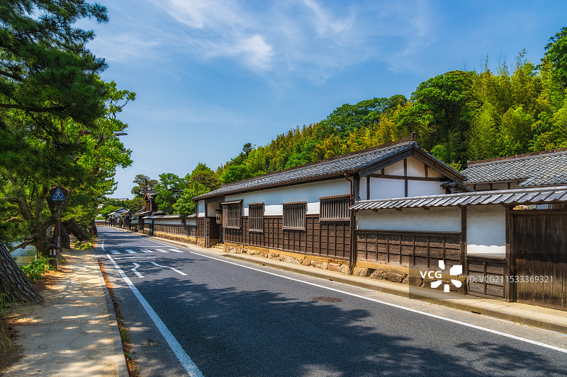 霓虹国，日本本州，中国地区，松江，盐见绳手地区，城下町风情，武士官邸风格街区，武家屋敷，日本最美街道图片素材
