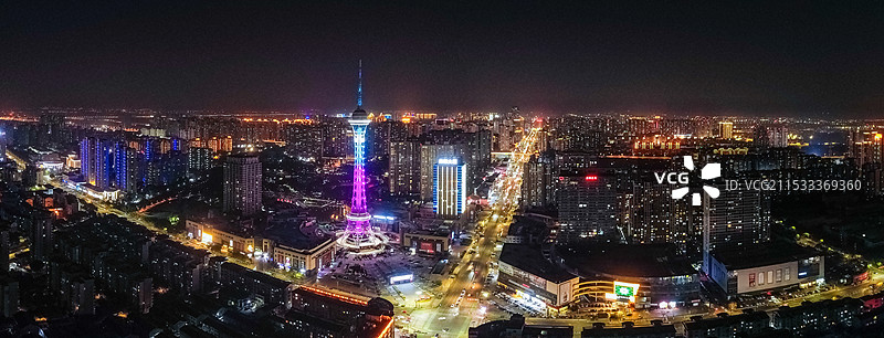 常州 武进市民广场夜景 凤凰谷 花园街 人保大厦 航拍图片素材