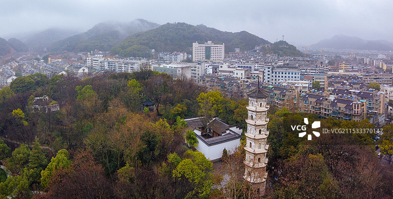 常山县 人民广场 金百汇中央广场 塔山公园 航拍图片素材