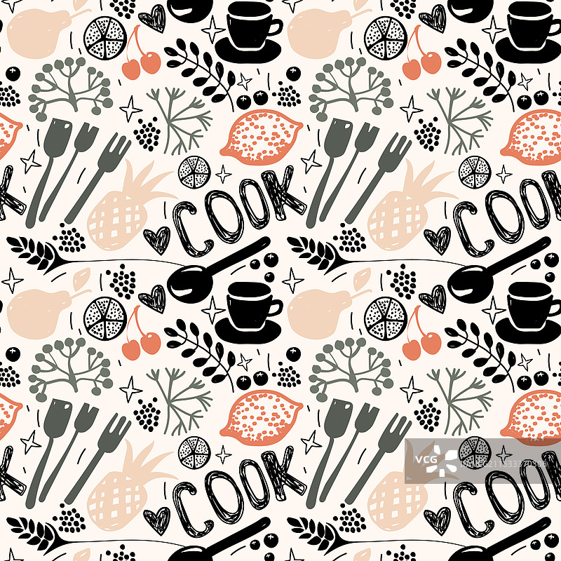 烹饪和厨房无缝图案图片素材