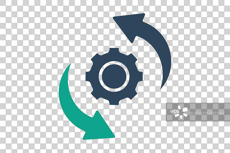 进度图标 实心图标风格 齿轮与箭头图片素材