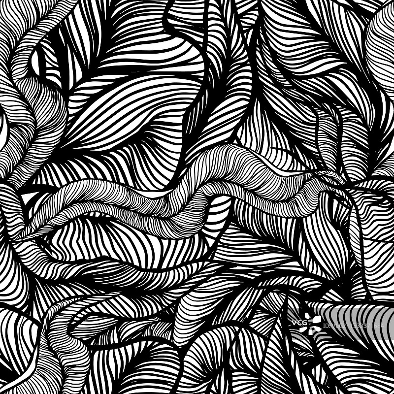 单色异国情调的棕榈叶无缝图案图片素材