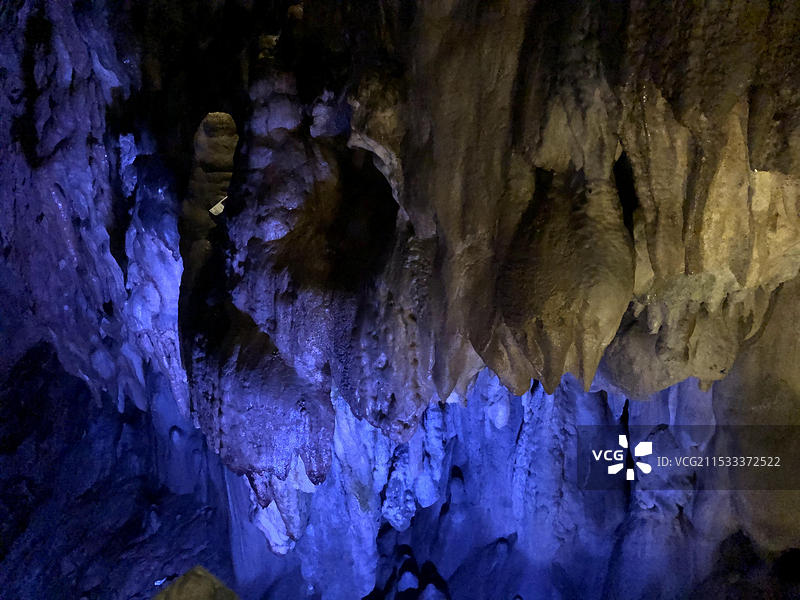 日本岩手县龙泉洞（日本三大钟乳洞之一）图片素材