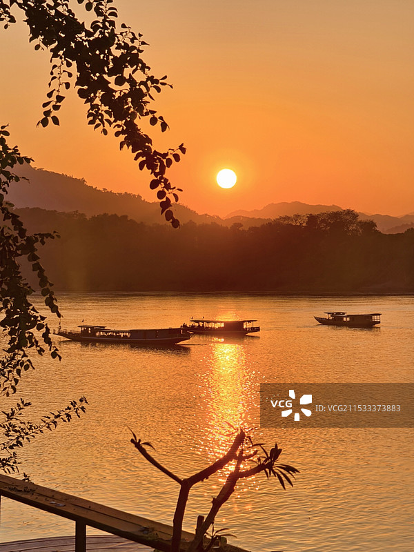 湄公河日落图片素材