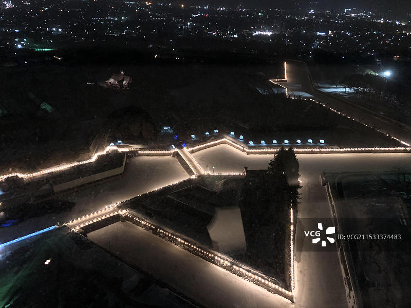 日本北海道函馆五棱郭夜景图片素材