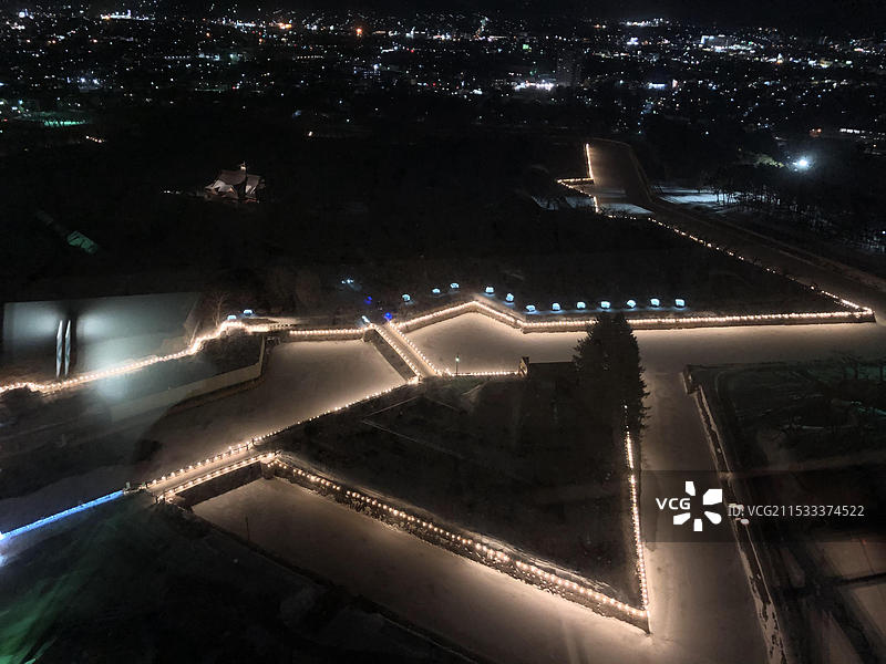 日本北海道函馆五棱郭夜景图片素材
