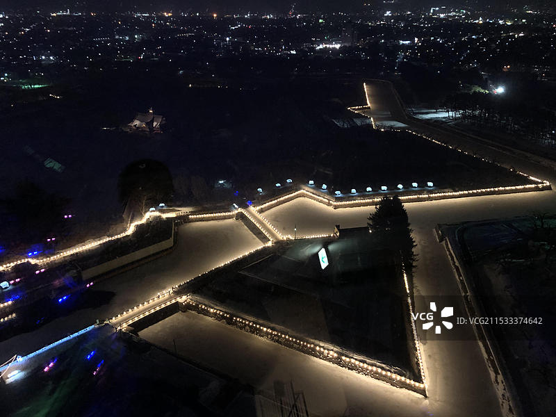 日本北海道函馆五棱郭夜景图片素材