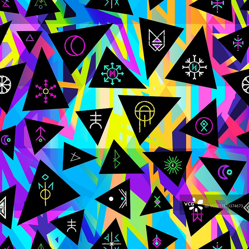 迷幻部落三角形无缝图案图片素材