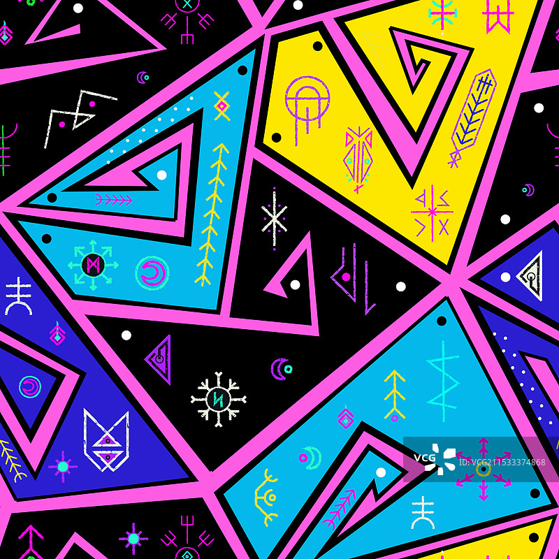霓虹符文无缝图案图片素材