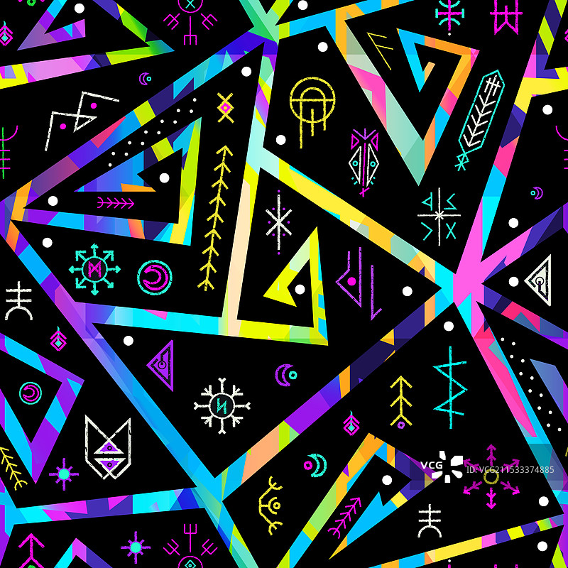 北欧霓虹几何无缝图案图片素材