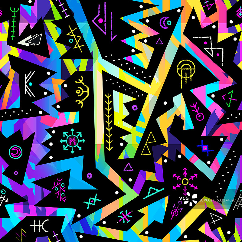 北欧霓虹几何无缝图案图片素材